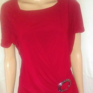 Jason Maxwell Women Faux Wrap Gray Buckle Blouse